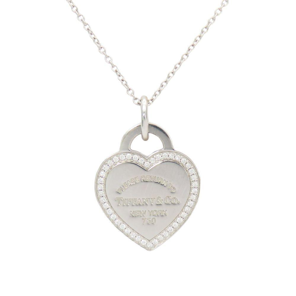Used TIFFANY&Co. Necklace Return to heart tag K18 white gold/diamond 4.8g Accessories