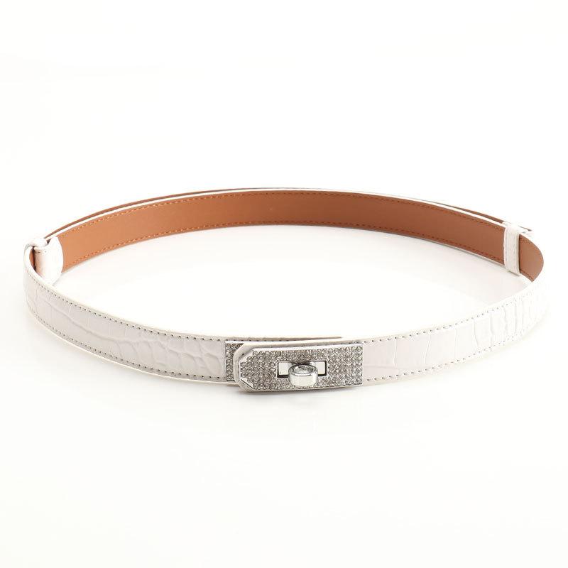 A Versatile Women's Dress with Rhinestone Alloy Lock Belt, A High-end Women's Belt with Double Buttons