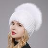 Female'S Hat Good Elastic Natural Fluffy Real Fox Fur Hat New Winter Women Knitted Real Rex Rabbit Fur Hats Lady Real Fur Cap