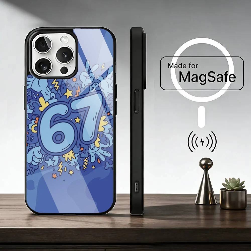 67 Six-S-Seven Phone Case For iPhone17,16,15,14,13,12,11 Plus,Pro Magnetic For Magsafe Wireless Charging