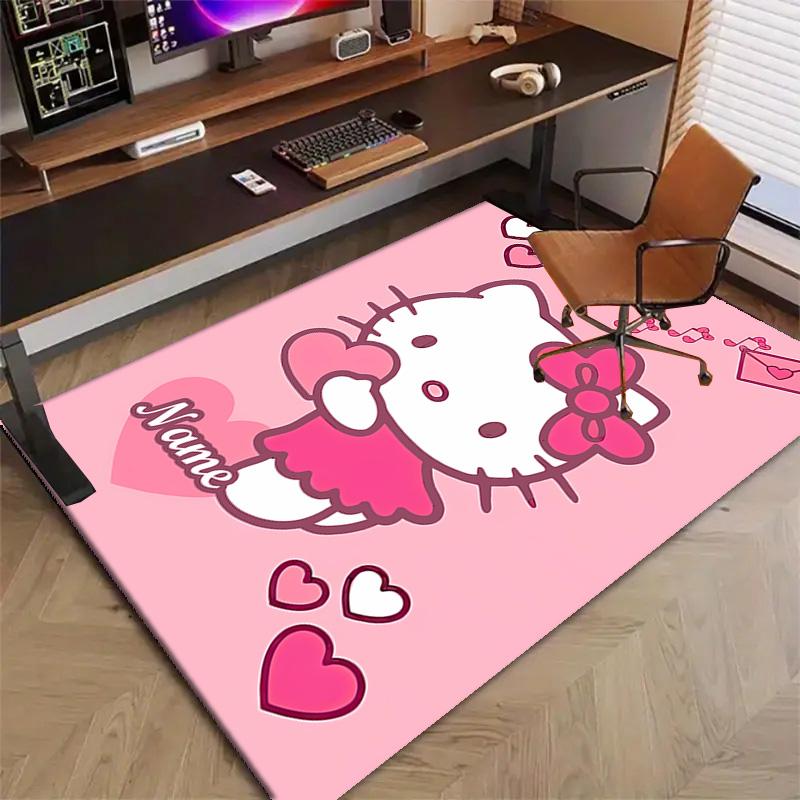 Custom HelloKitty Mat Personalized Name, Polyester Washable Indoor Entryway Rug, Gift for Christmas, Easter, Thanksgiving Day