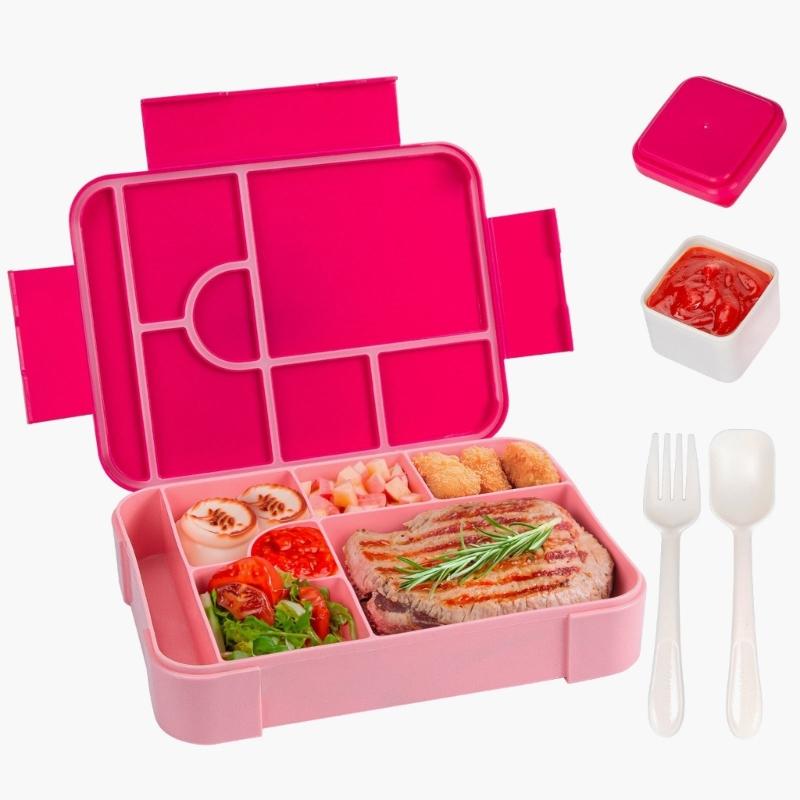 Stackable Plastic Lunch Box with Multiple Compartments Microwave Safe Bentos Container for Students Children School Meal Preparation