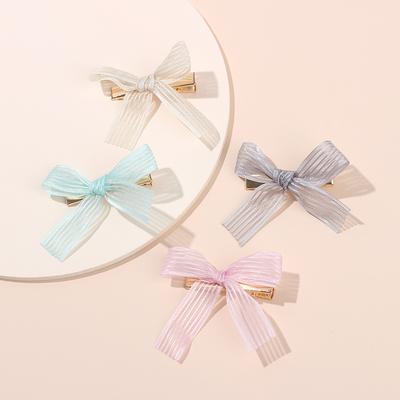 Japanese and Korean Version of Hipster Simple Lace Ribbon Bow Hairpin, One-word Clip with Bangs Edge Clip