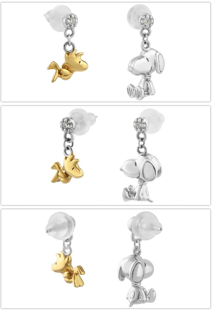 Limited Jewelry Case Set Snoopy Woodstock 3D 3D Swaying Asymmetrical Earrings 2P Binaural 925 Silver Gold PEANUTS Official Official Goods [Shinjuku