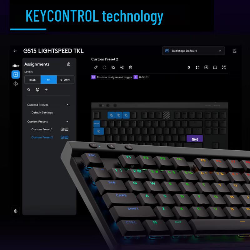 Logitech G515 LIGHTSPEED TKL Low-Profile RGB Wireless Gaming Keyboard