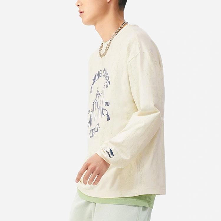 Li-Ning Loose Alphabet Print Sports Sweatshirt Unisex Tops Off-White AHSS147-1