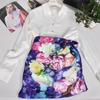 Blue Purple Silk Scarf Foulard Women Brand China Peony Long Scarves Printed Fall Winter100% Silk Ladies Scarf 170*53cm