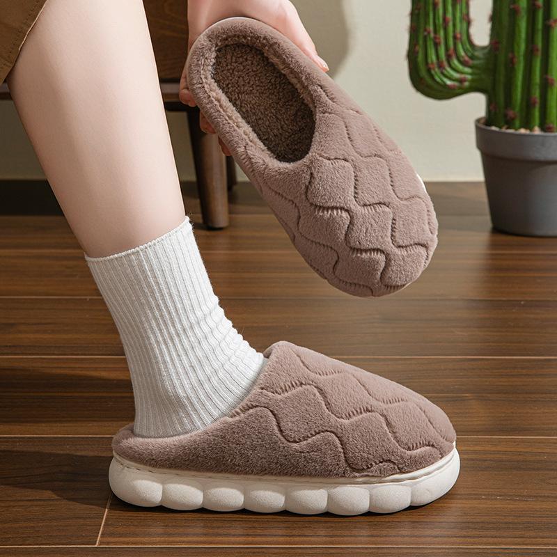 Fashion Winter Short Plush Warm Women's Cotton Slippers Indoor Home Casual Slides Autumn Non-slip Men Comfortable Slippers