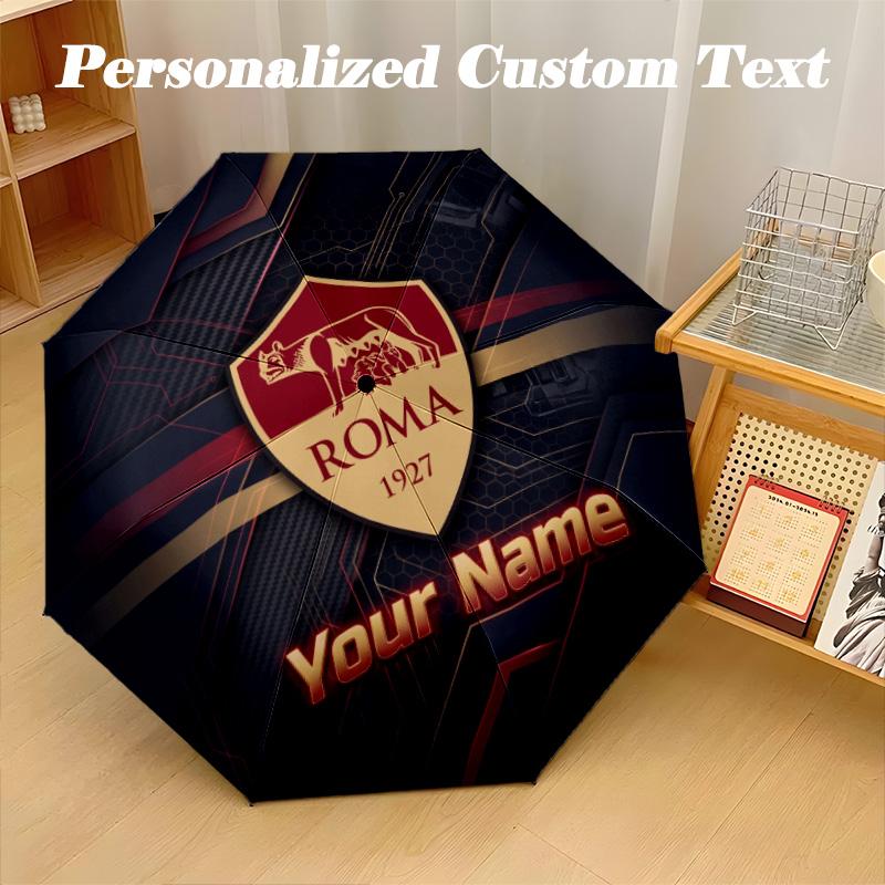 8 Rib Auto Folding Umbrella AS Roma Print Custom Name Text Portable Rain Gear