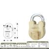 Padlocks/Round Padlock 65mm 10 Lever with 2 Keys CHURIDAR-0269 Pack of 1/ Brass Material/Brass Lacquer Finish/Door Lock, Shutter Lock, Godown Lock,