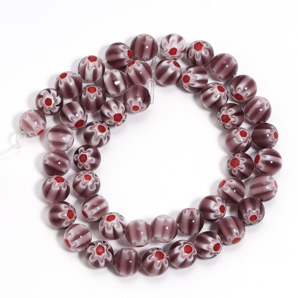 Bunte runde Lampwork-Perlen mit Millefiori-Muster für DIY-Handarmbänder