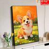 Sparkling Pearl Painting on Stretched Frame Cute Corgi Dog DIY Bead Art Canvas Relaxing Hobby Gift for Craft Lovers Great Home Decor Art Craft