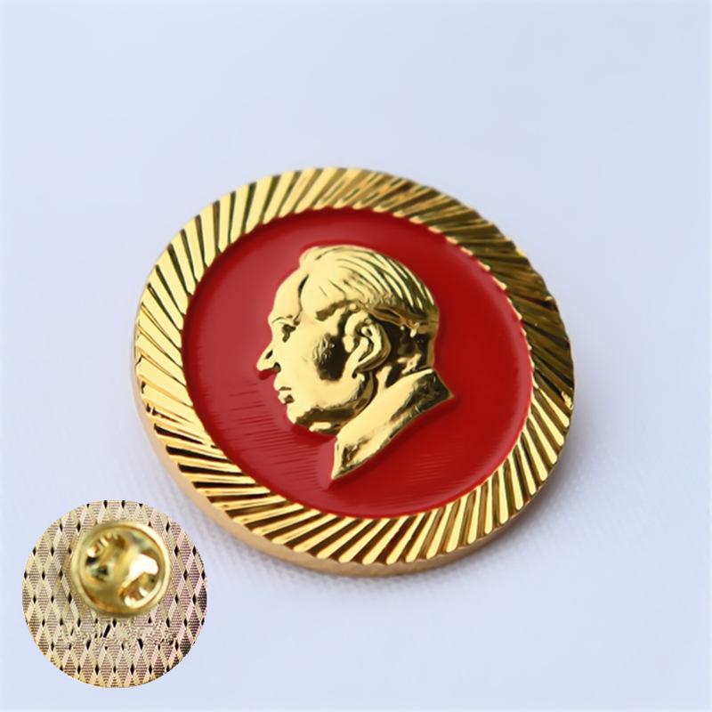 Copper metal brooch, Chairman Mao's emblem, Grandpa Mao's badge, clothing accessories, brass tooth shaped commemorative medal brooch