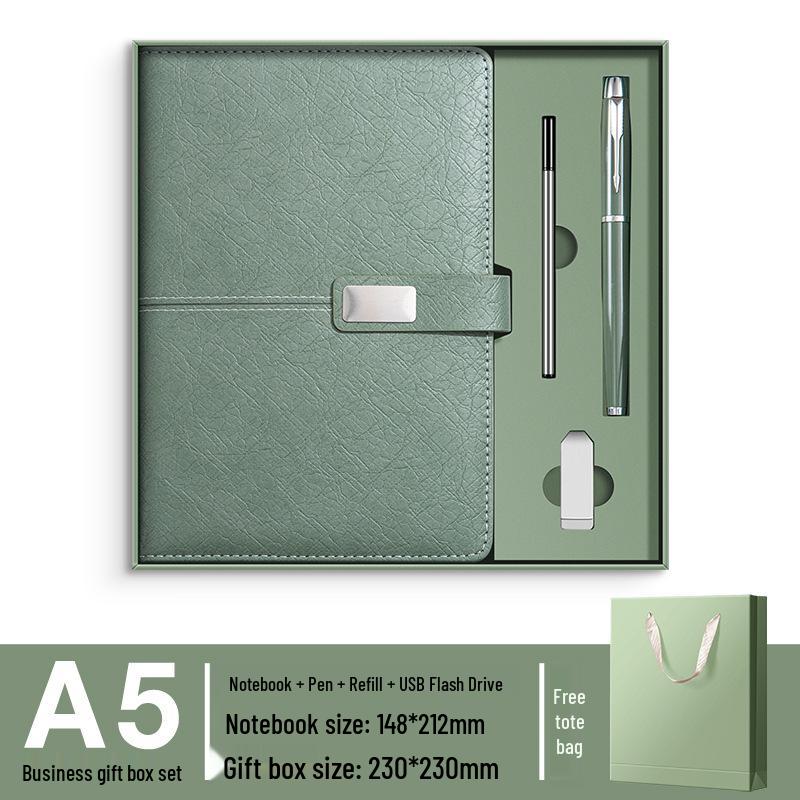 A5 Premium Geschenkset: Personalisierter Geschäftsnotizblock/Besprechungsprotokollant mit individuellem Logo.