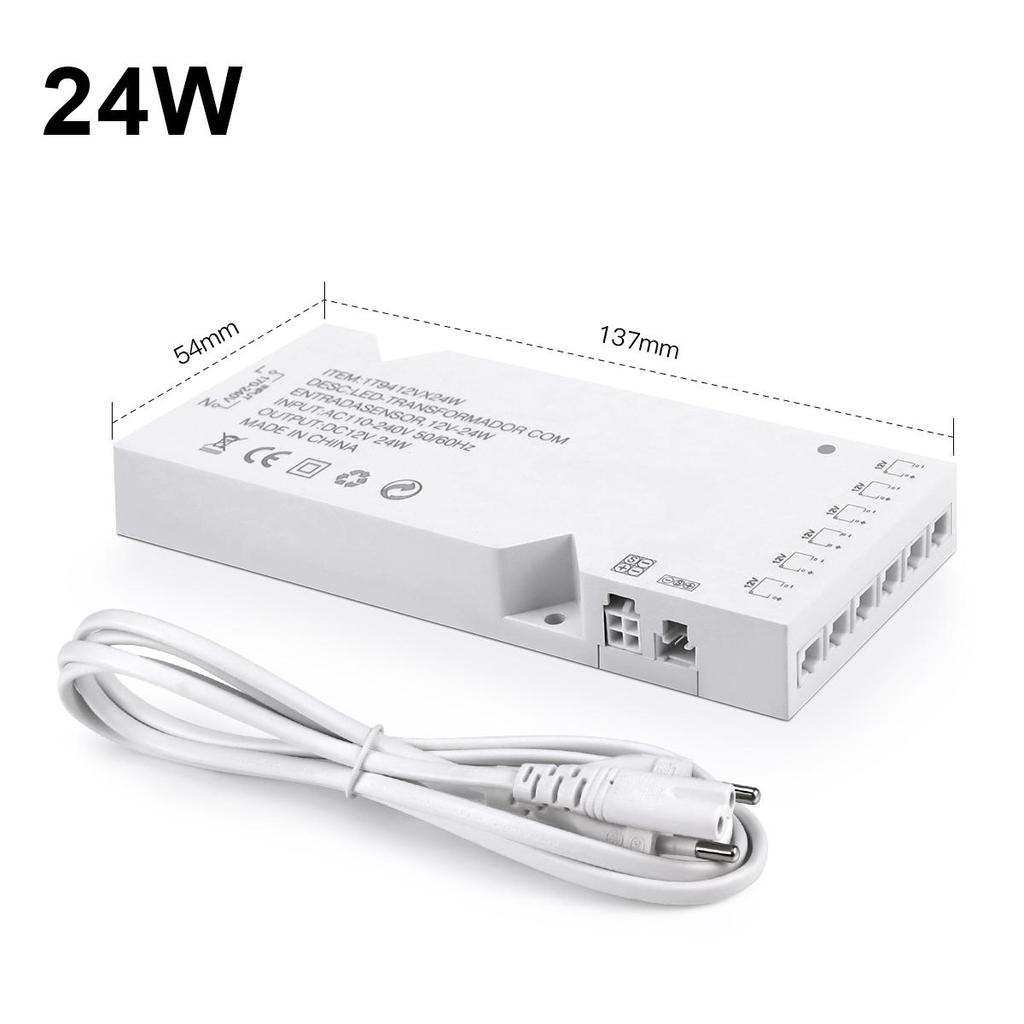 6/10x Dupont Port 110-250VAC para DC12V Transformador de iluminação 24W 36W 60W 100W Adaptador de fonte de alimentação Armário Armário Driver de faixa de LED