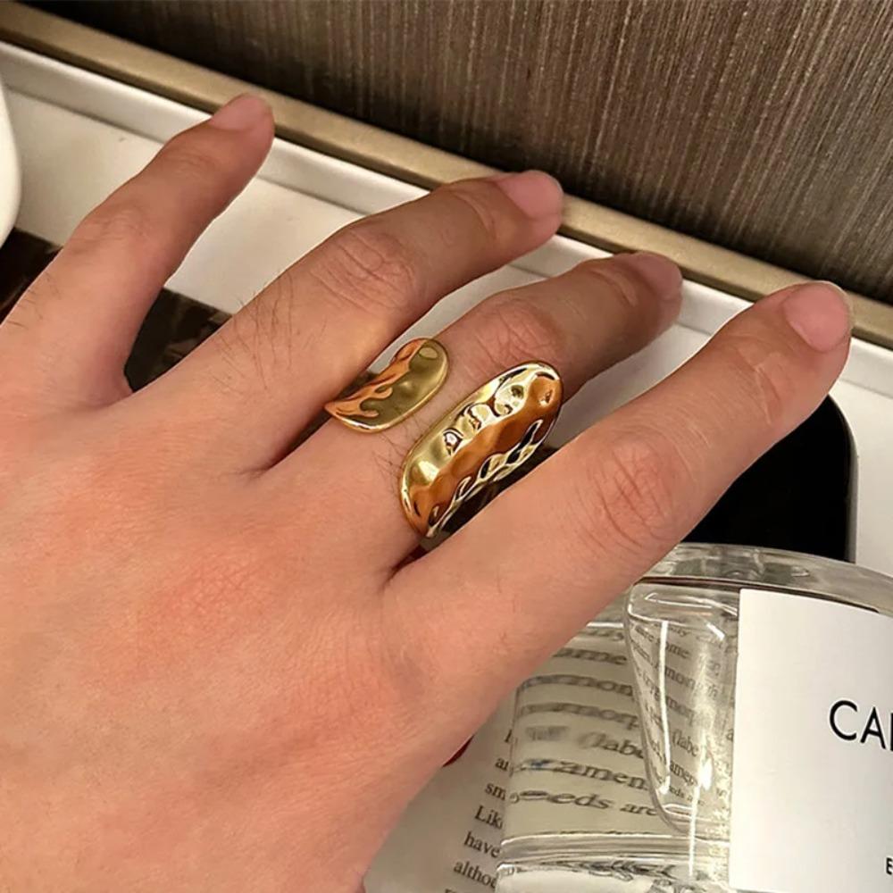 Minimalist Gold Color Rings For Women Couples Vintage Punk Irregular Geometric Birthday Party Jewelry Gifts