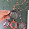 Lightweight Magnifying Glass Pendant Leather Strap Necklace Magnifier Pendant Gift for Grandparents, Adults and Kids