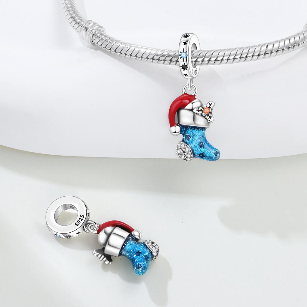 Copper Christmas Sock Pendant Beads Original Pendants Bracelet Charm Jewelry Party Diy Trendy Gifts