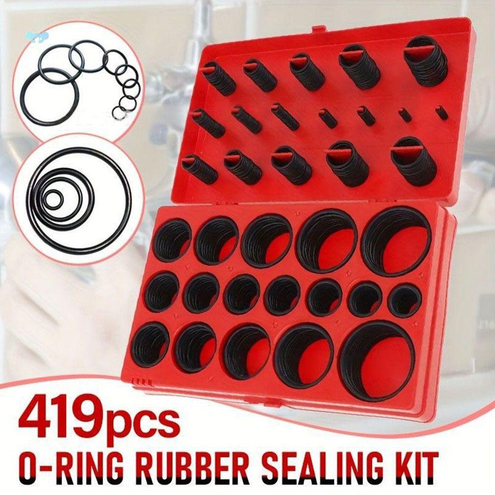 419PCS Nitrile Rubber O-Ring Gaskets Mixed Size Black Sealing Ring Assortment Kit Wear Resistant High Temperature Resistant