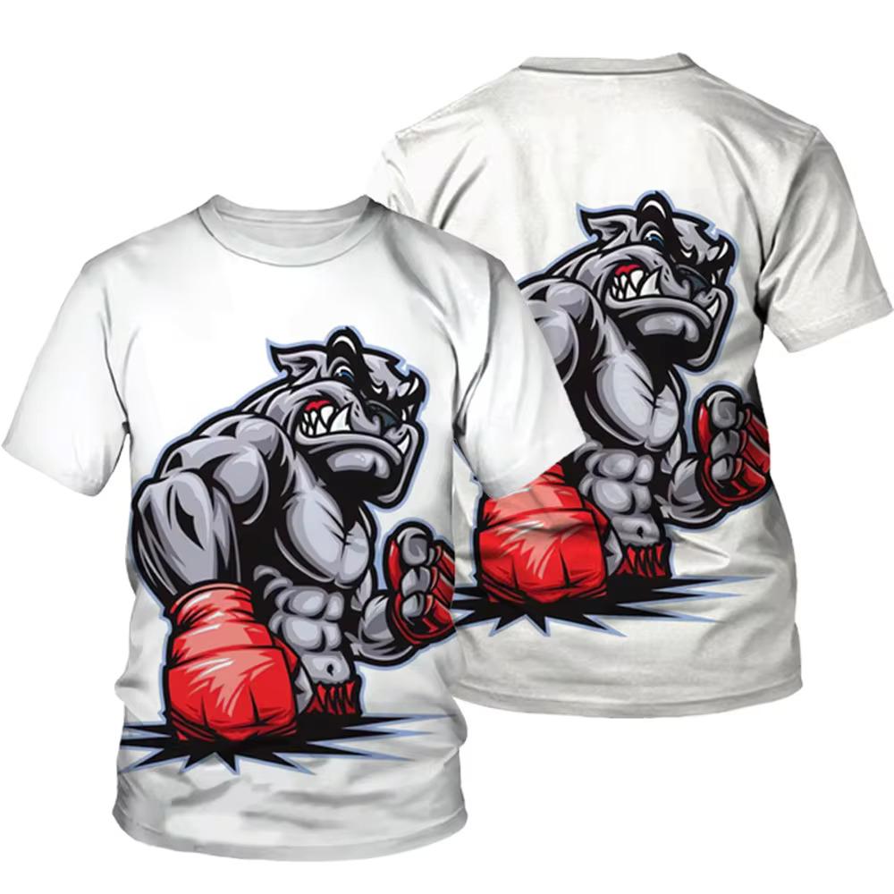 3D-trykk T-skjorter Muay Thai Kickboksing MMA Unisex Menn Kvinner Mote Streetwear Rund hals Kort ermet Barn Gutter T-skjorter Topper Boksing Bulldog