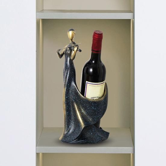 Violin Player Wine Bottle Holder Female Violinist Musician Beer Bottle Display Stand Organizer Rack