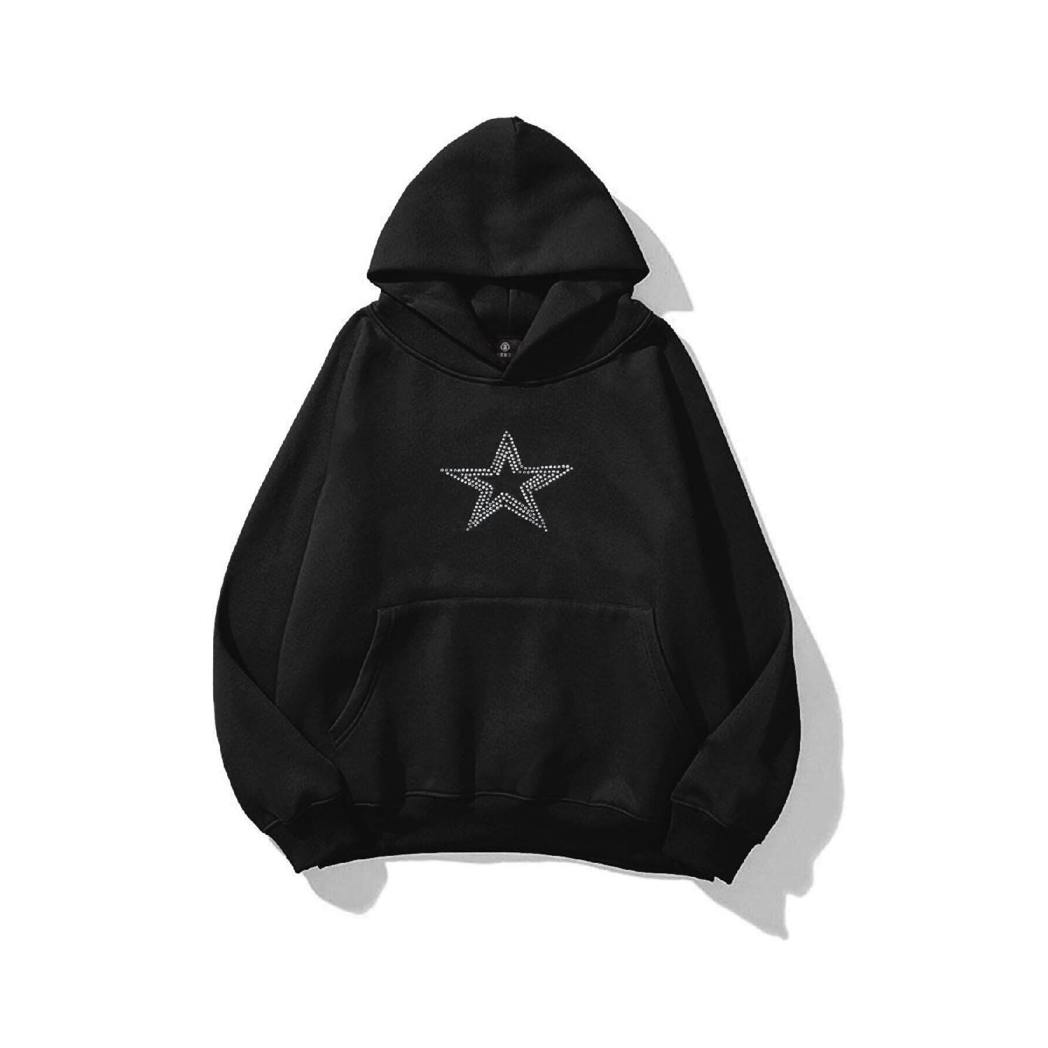 

Unisex Star Stroke Stone Printed Sweatshirt Black XS/S чистый