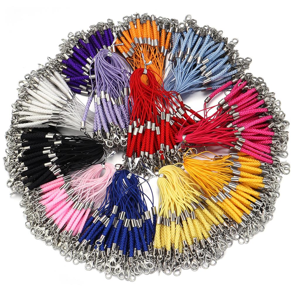 10pcs Lanyard Strap Cord Braided Keychain Rope With Lobster Clasp For Jewelry Making DIY Key Phone Chain Pendant Keyring Finding