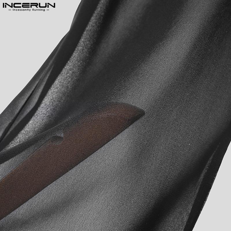 INCERUN Papion bărbați, cusătură în talie elastică, plasă pură, ocazional, pantaloni lungi, pantaloni din dantelă