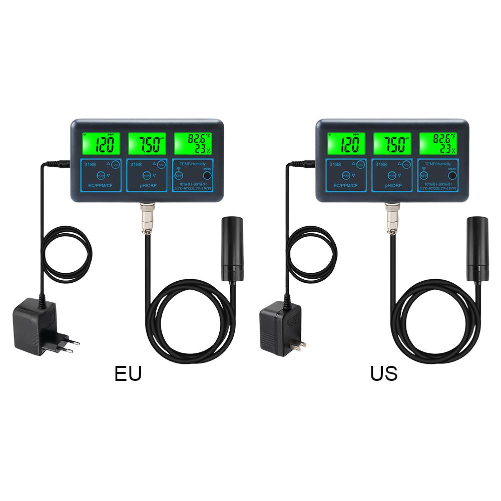 WiFi 7 in 1 PH Meter PH ORP EC PPM CFR Humidity Temperature Water Quality Test Gauge LCD Display Water Tester for Swimming Pool