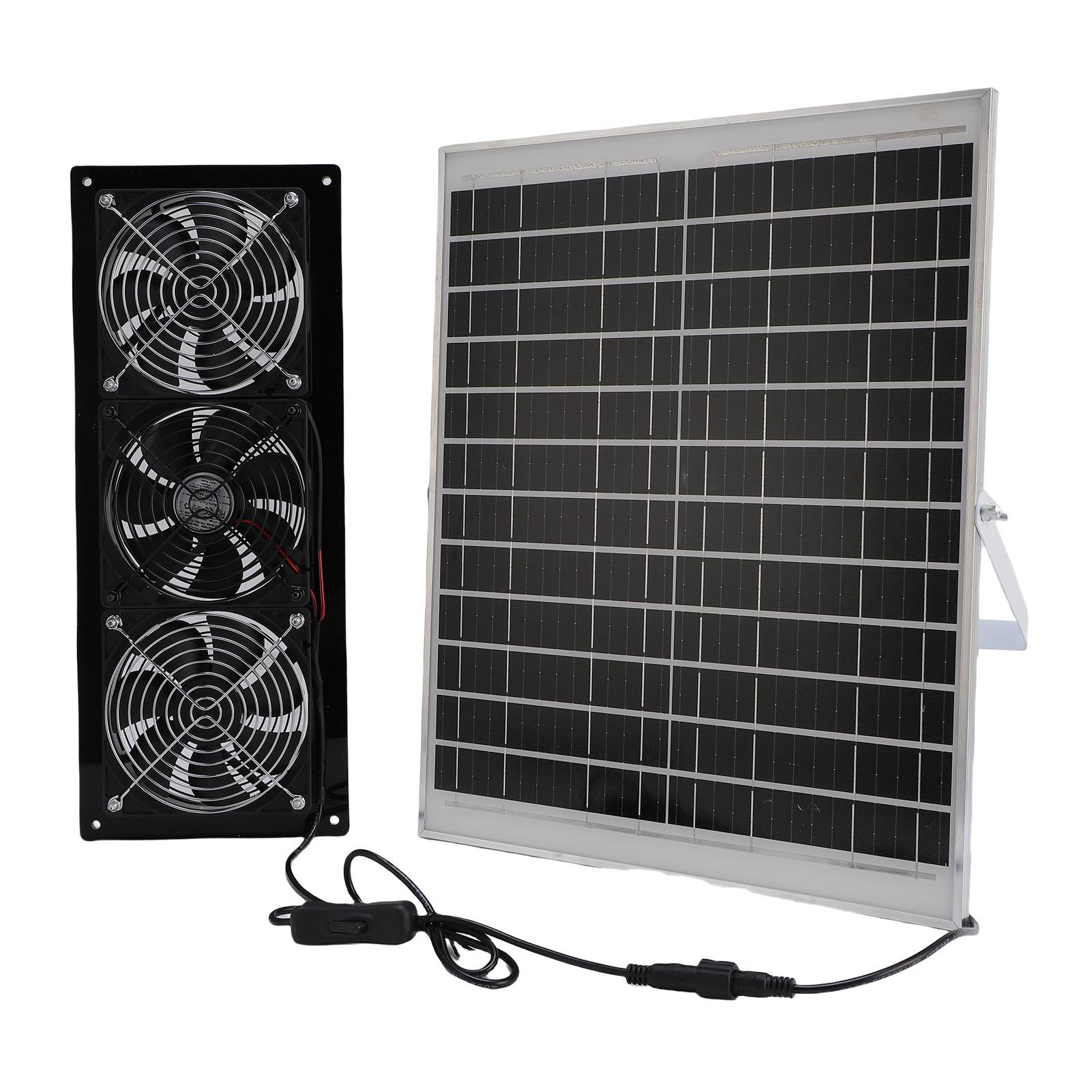 

Solar Powered 3 Fan Kit 25W Solar Panel and High Speed Ventilation Fan for Greenhouse Chicken Coop Shed Pet House