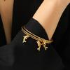 Neues 18K Gold Dreiteiliges Set Sonnenblume Delfin Anhänger Armband für Damen, Modisch und Hochwertig