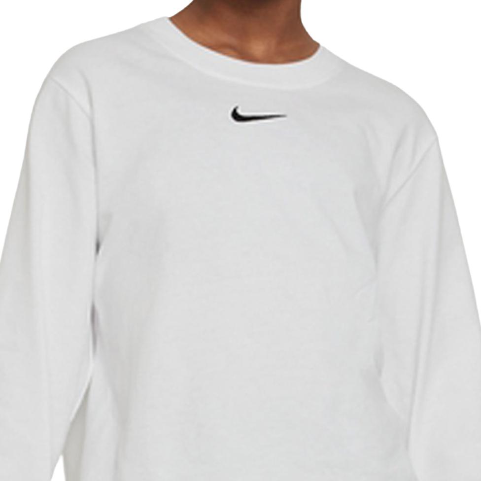 Nike T-shirt a maniche lunghe con stampa logo Sportswear Essentials per bambini, top bianchi DV0575-100