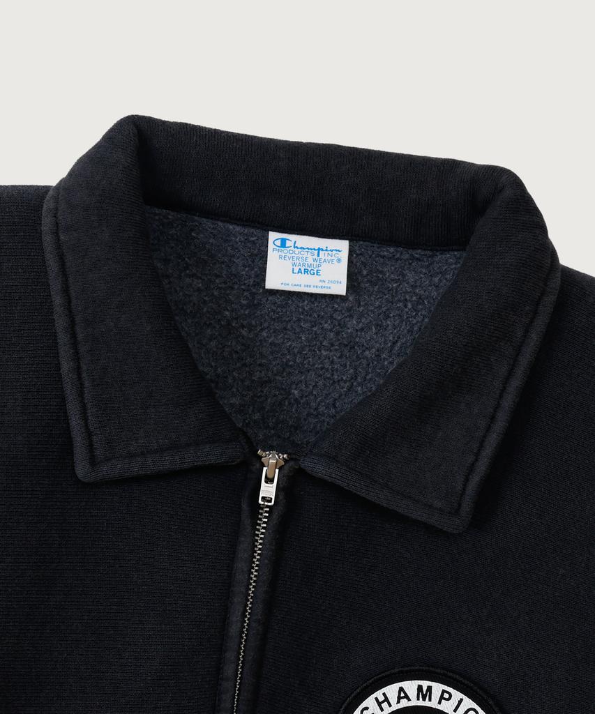 Champion Reverse Weave Baseball Patch Regular Fit Fleece-Lined Half Zip Off Black