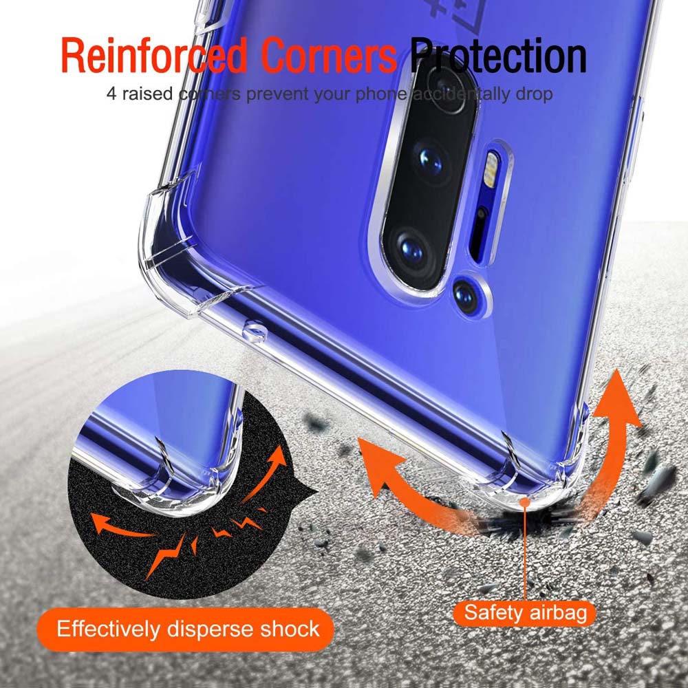 OnePlus 8 Pro 8 7T 11 11R 10T 10R 10 Pro 9 Pro uchun qalin zarbaga chidamli silikon shaffof telefon g'ilofi himoya g'ilofi orqa qopqog'i
