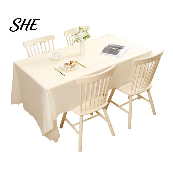 Solid Color Tablecloth for Rectangle Table, Cream Style Pure Tablecloth, Waterproof Oil-Proof PEVA Table Cover Coffee Tables Dorm Desks Photo