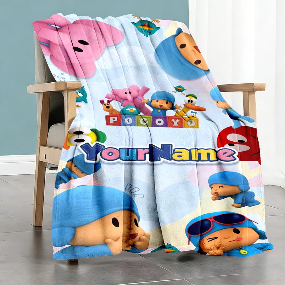 Pocoyo Customize Text Blanket Lightweight Personalized Blanket Durable Comfort Suitable for Seaside Bedding Couch Living Room Four Seasons Multipurpos