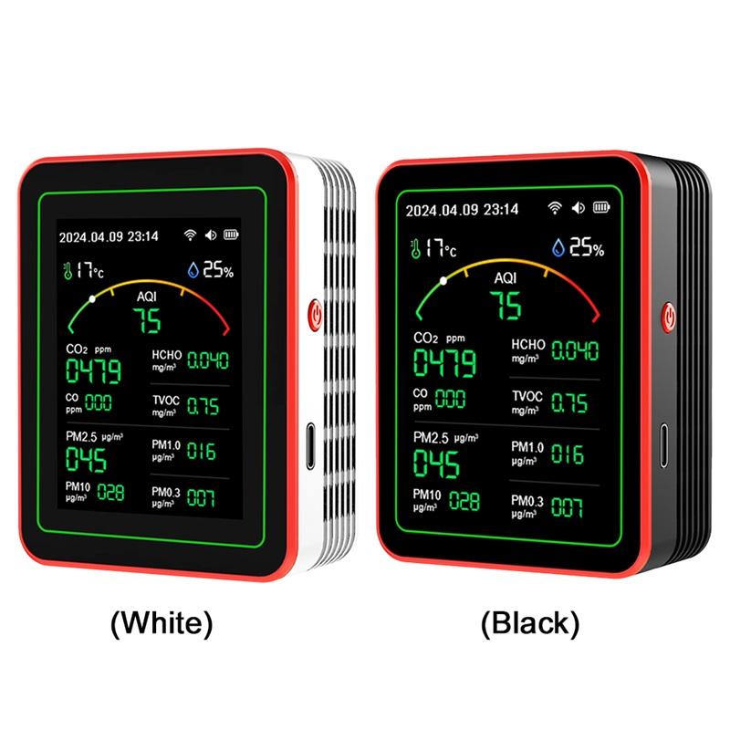 WiFi 15-in-1 Indoor Air Quality Monitor APP Control Portable AQI PM0.3 PM1.0 PM2.5 PM10 Tester Household CO CO2 TVOC HCHO Tester
