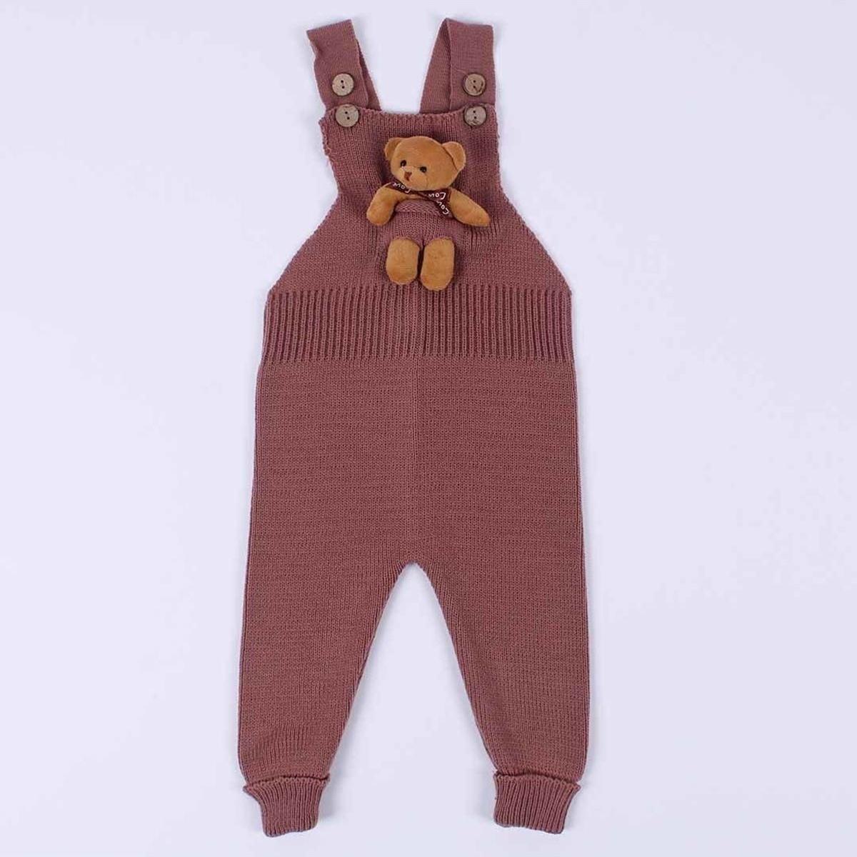 

Unisex Brown Bear Knitwear Salopette Jumpsuit