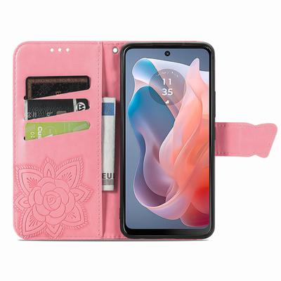 Pro Motorola Moto G Play (2024) 4G pouzdro Peněženka z PU kůže Kryt na telefon Vzor motýla