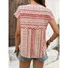 GMXIA Women's European and American Geometric Pattern Round Neck Short-sleeved Shirt Top
