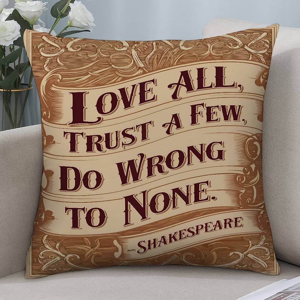 Luxury Shakespeare Design Pillow Case Short Plush Double-sided Print Square Throw Pillow Covers Sofa Home Cushion Decor