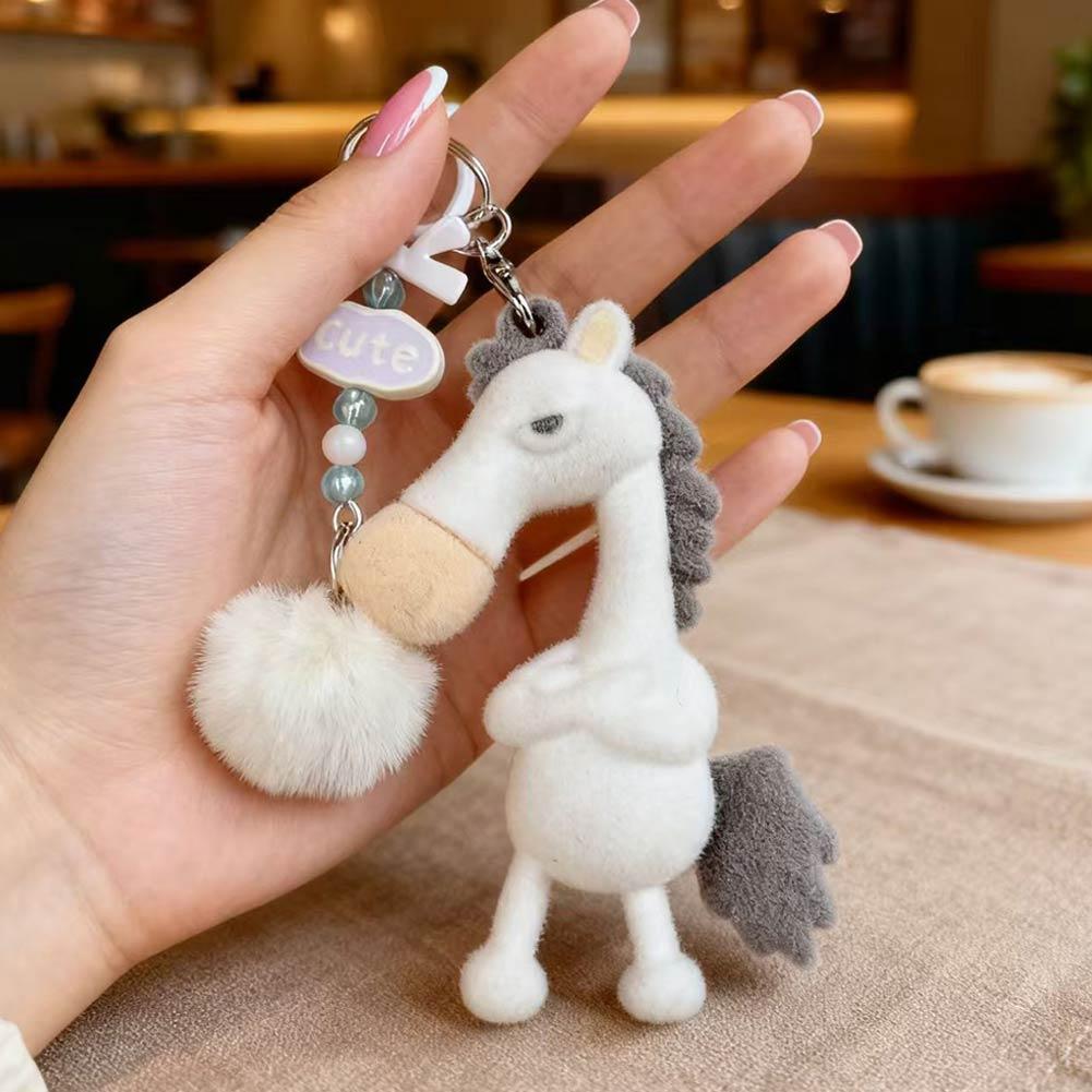 Cute Horse Keychain for Backpacks, 3 Inch Horse Plush Keychain Purse Charms for Girls Year of the Horse Plush Keyring Ornaments