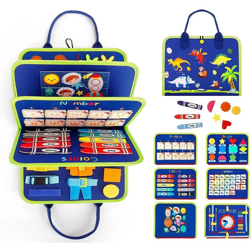Motricità Educazione Precoce Giocattoli per Imparare Montessori Busy Book Giocattoli Educativi per Bambini Piccoli Attività Portatile Tavola da Viaggio Fine