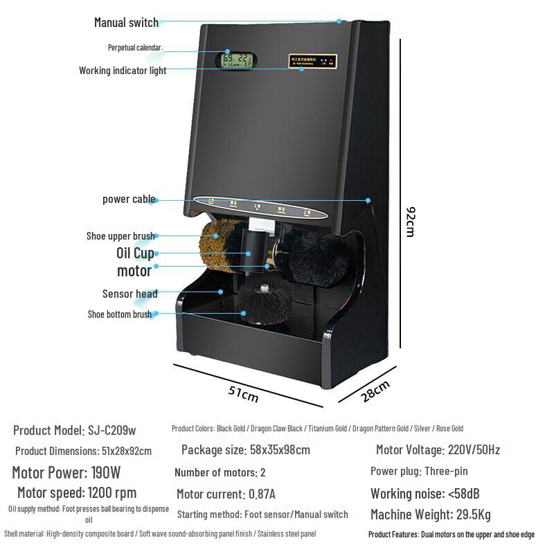 Automatic Electric Shoe Polisher with Perpetual Calendar