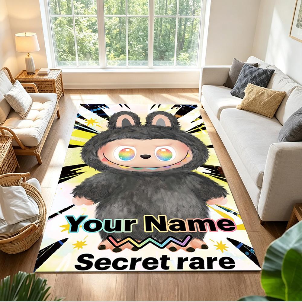 Labubu Customizable Name Area Rug Perfect for Bedrooms Foyer Outdoor Dining Room Antislip Carpet Anime Office Decor Perfect Gift for Friends & Family