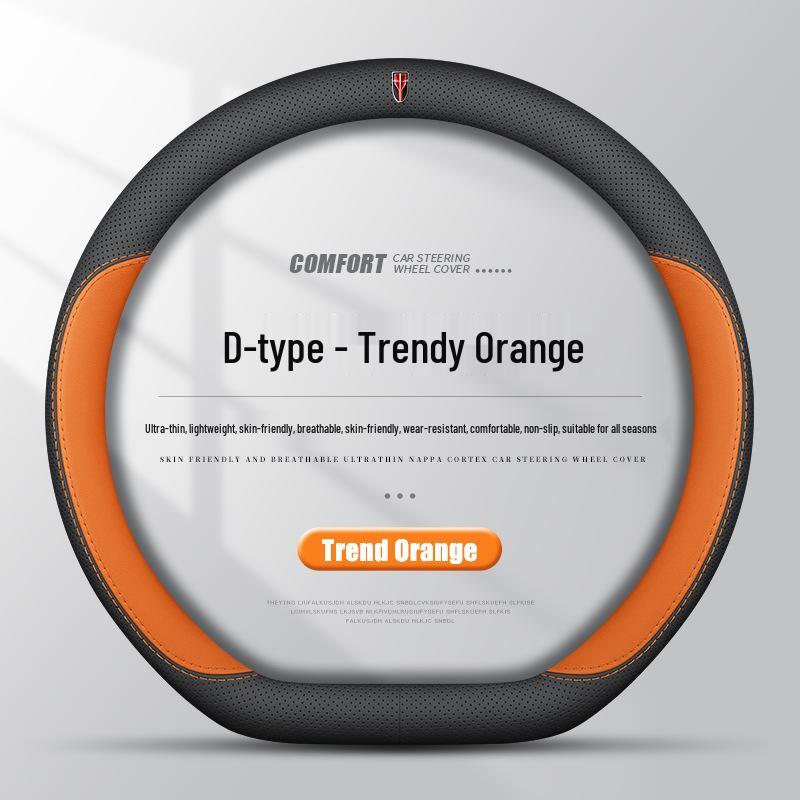 Compatible with Hongqi H5, HS5, E-QM5, HS3, H6, H9: Ultra-Thin Genuine Leather Steering Wheel Cover, Anti-Slip, All-Season.
