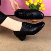 Spring Soft Leather Mid-heel Autumn Versatile British Small Leather Shoes Deep Mouth Women's Shoes Thick Heel Single Shoes Women