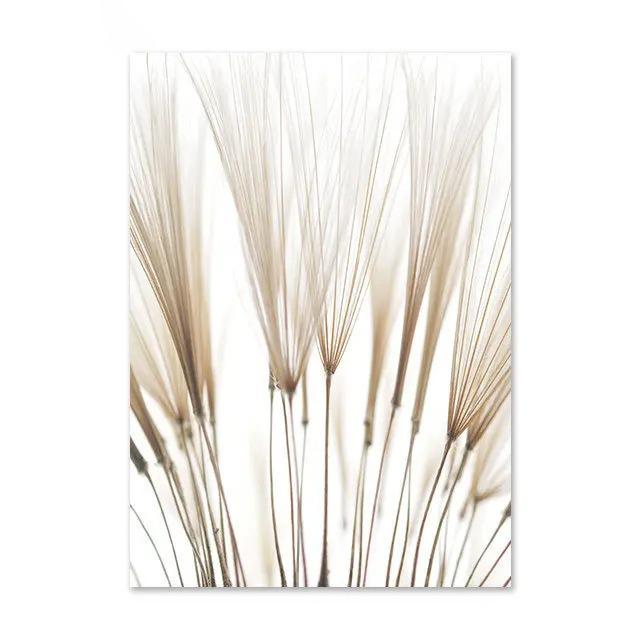 Nordic Beige Dandelion Painting Poster Reed Canvas Art Print Flower Posters Bunny Tail Grass Wall Art Picture Living Room Decor