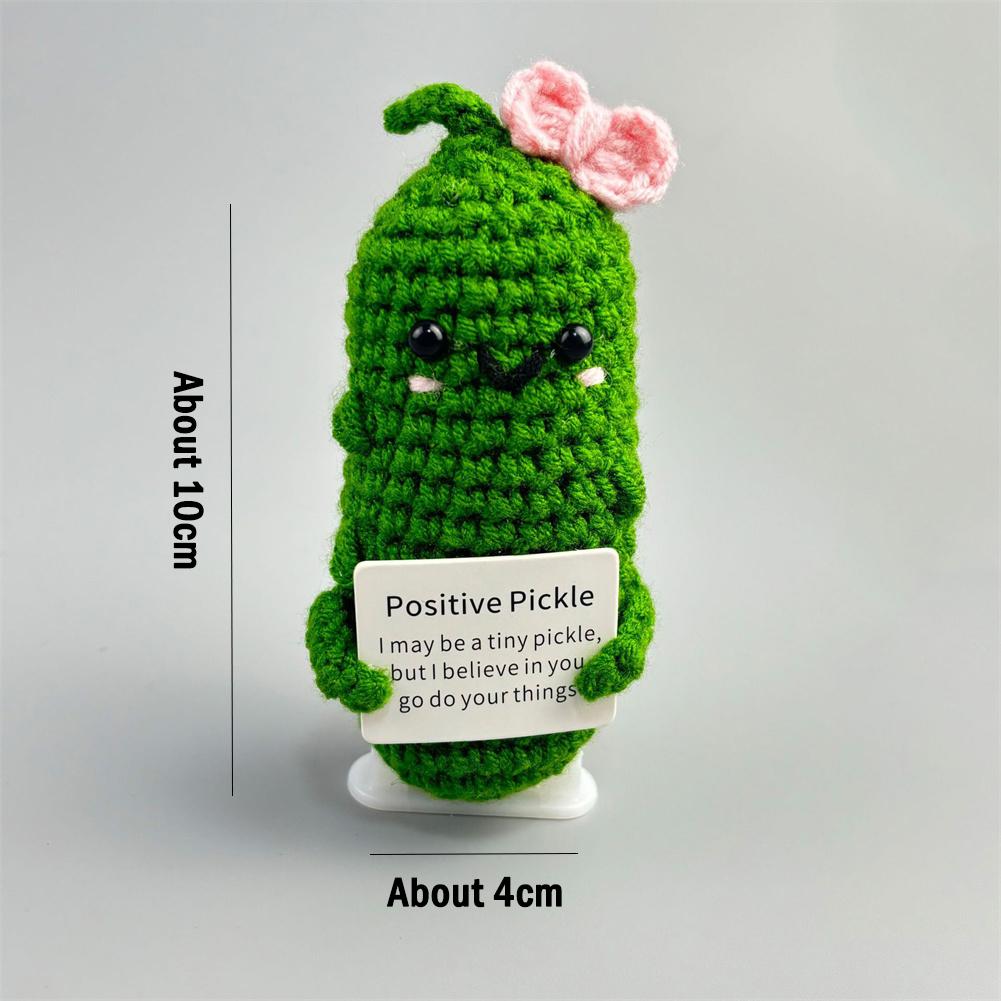 Handmade Emotional Support Pickle Positive Cucumber Dolls Home Decoration Funny Kawaii Yarn Knitting Gifts Living Room Decor