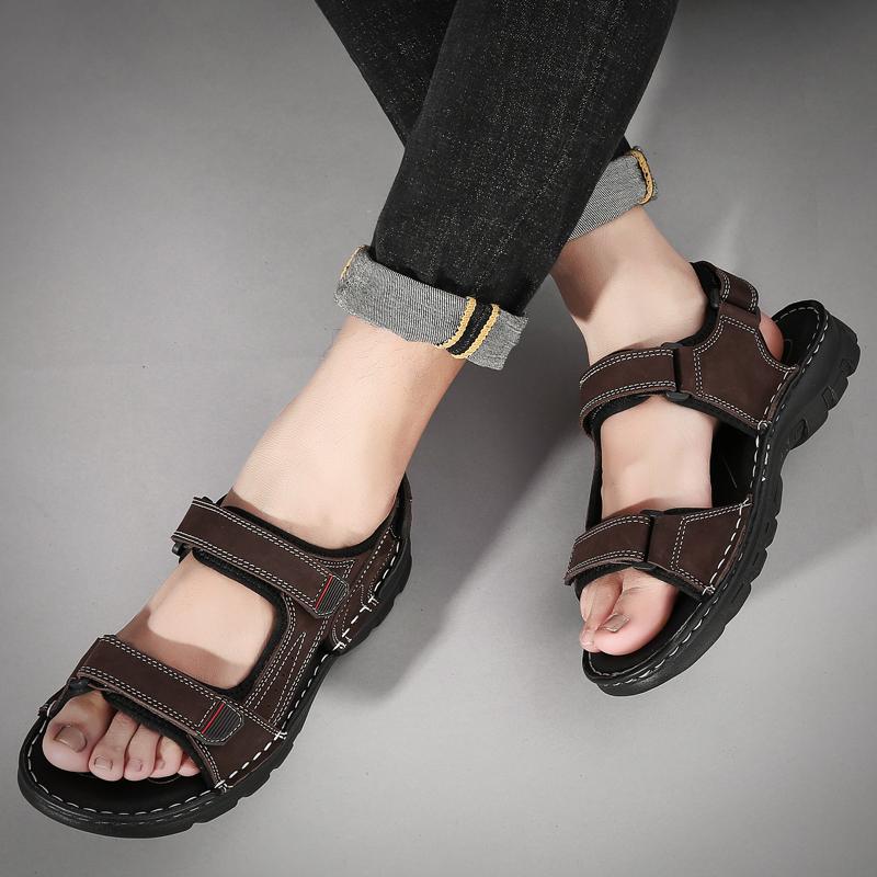Große Herren-Sandalen aus echtem Leder Sommer Herren Strand-Sandalen Outdoor-Sandalen Für Herren Schuhe